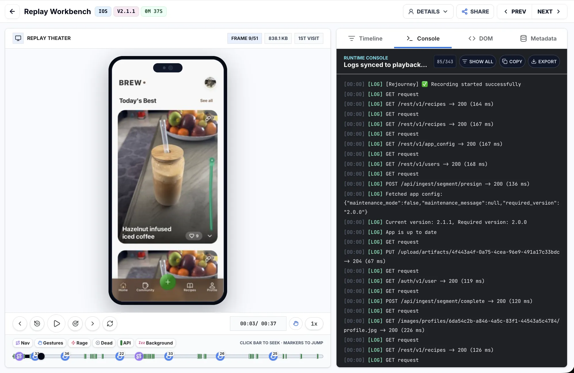 User recording workbench